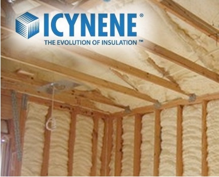 Icynene spray foam applied to attic roof space